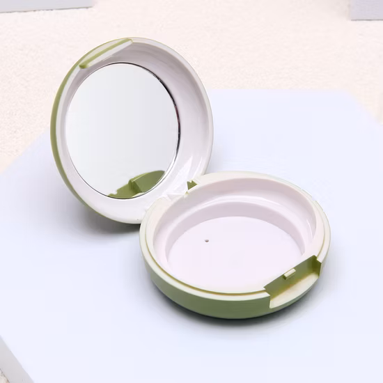 Pressed PP Round Box Compact Powder Case Refill Clear Cosmetic Container with Mirror