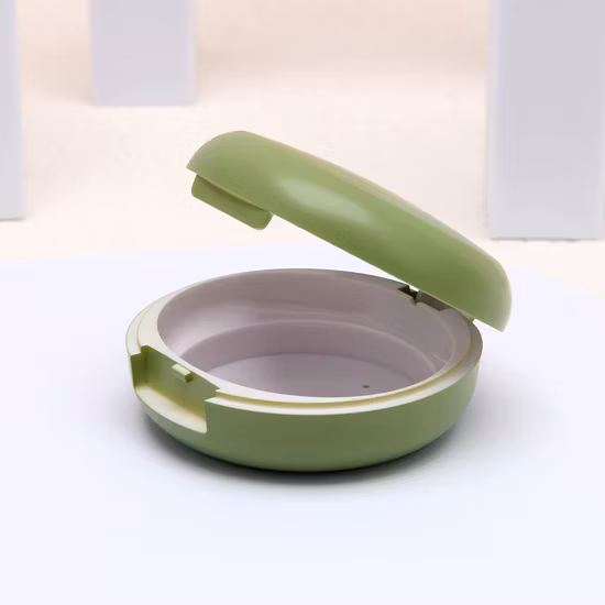 Pressed PP Round Box Compact Powder Case Refill Clear Cosmetic Container with Mirror
